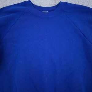 Vtg 90s Royal Blue Blank Raglan Sweatshirt Mens Small Crewneck Fruit Of The Loom